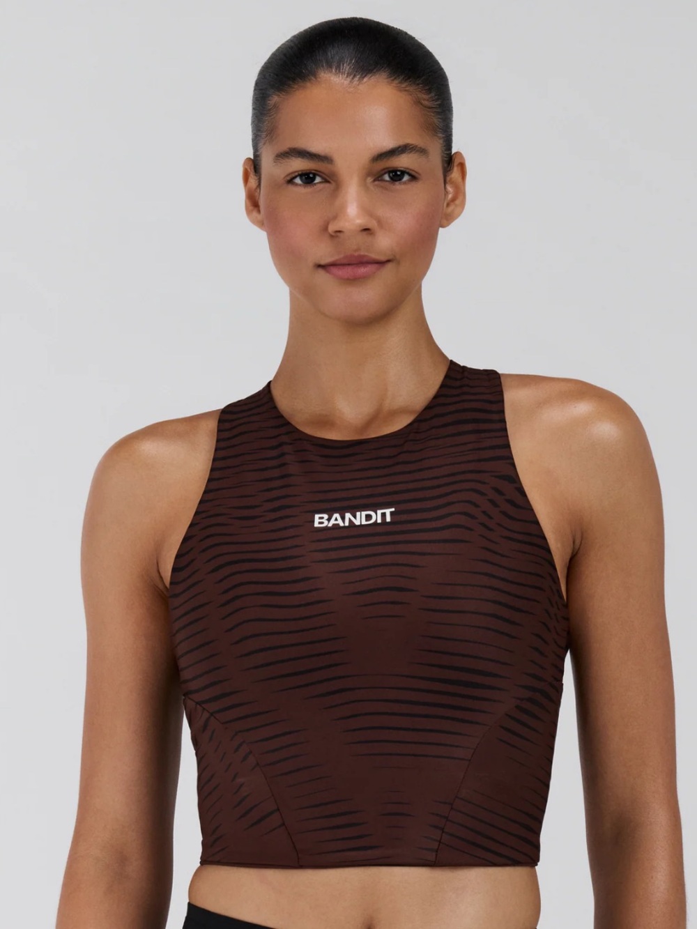 Bandit - WOMEN'S STAMINA™ RACE CROP - ORGANIC STRIPE CACAO